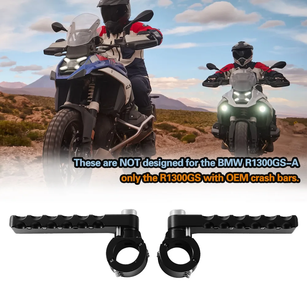 

CNC Aluminum Foot Pegs for BMW R1300 GS, Lightweight Off-Road Pedals Direct Fit for OEM 25mm Crash Bars