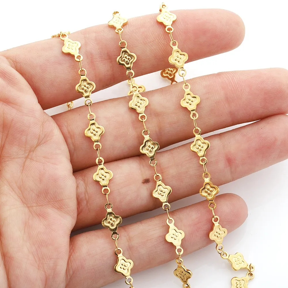 

10.8*5.7mm Hypoallergenic Clover Jewelry Chain Stainless Steel Waterproof Women Chains