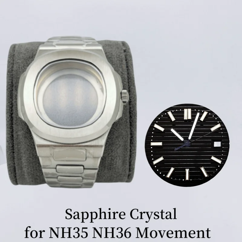 41mm Watch Case Silver for PP Nautilus PP NH35/36/38/70/72 Automatic Movement Fit 30.5mm Dial Sapphire Crystal 316l Accessories