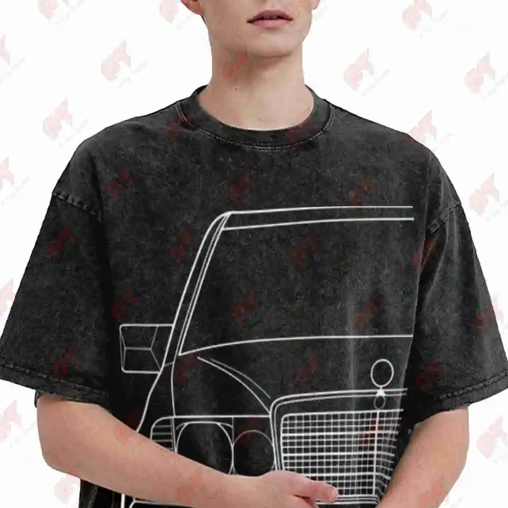W124 Classic Auto 80S 90S Vintage Washed Tee Pure Cotton T-Shirt