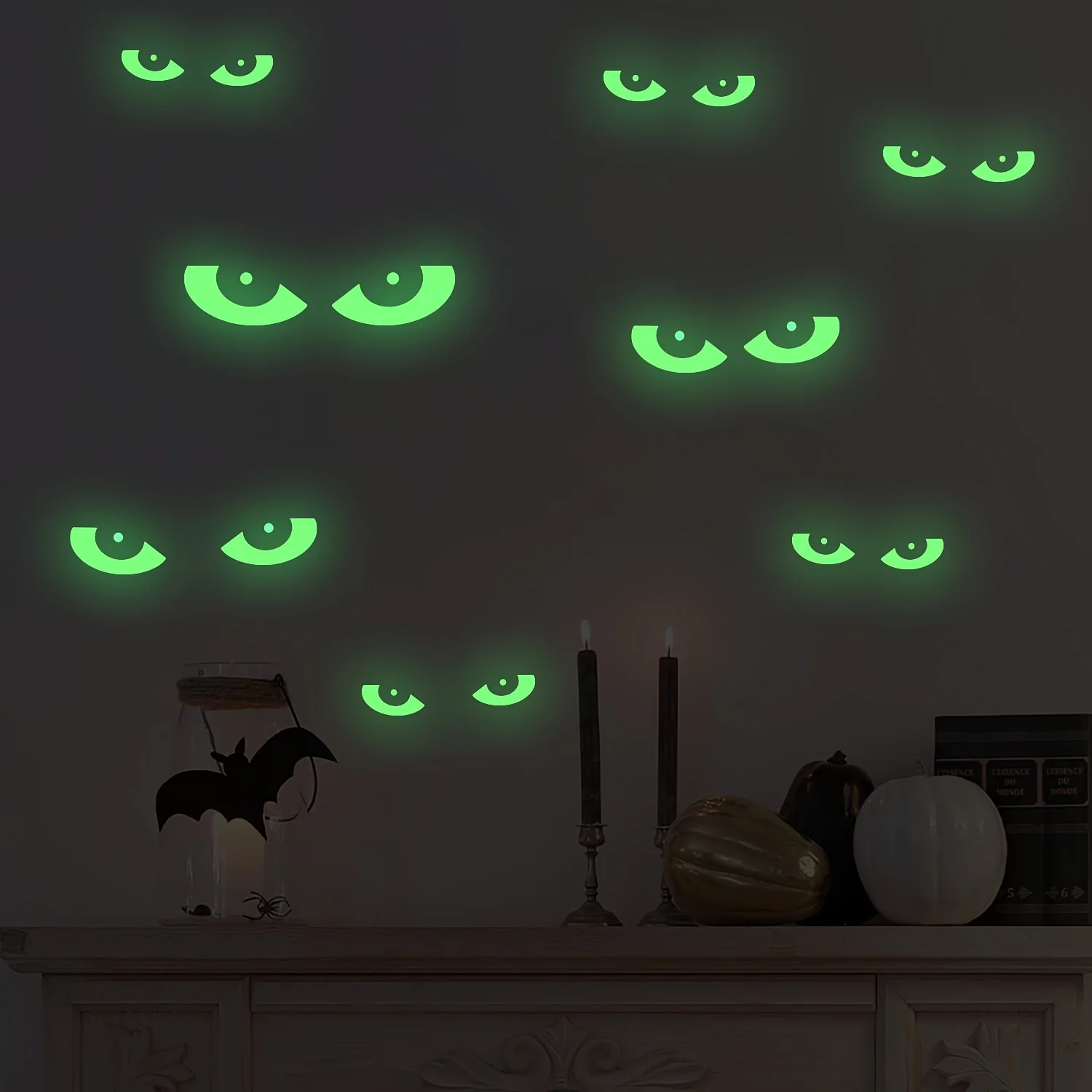 Halloween Luminous Eyes Window Stickers Glow In The Dark Removable Wall Decals Reusable Home Decoration for Party Horror Fans