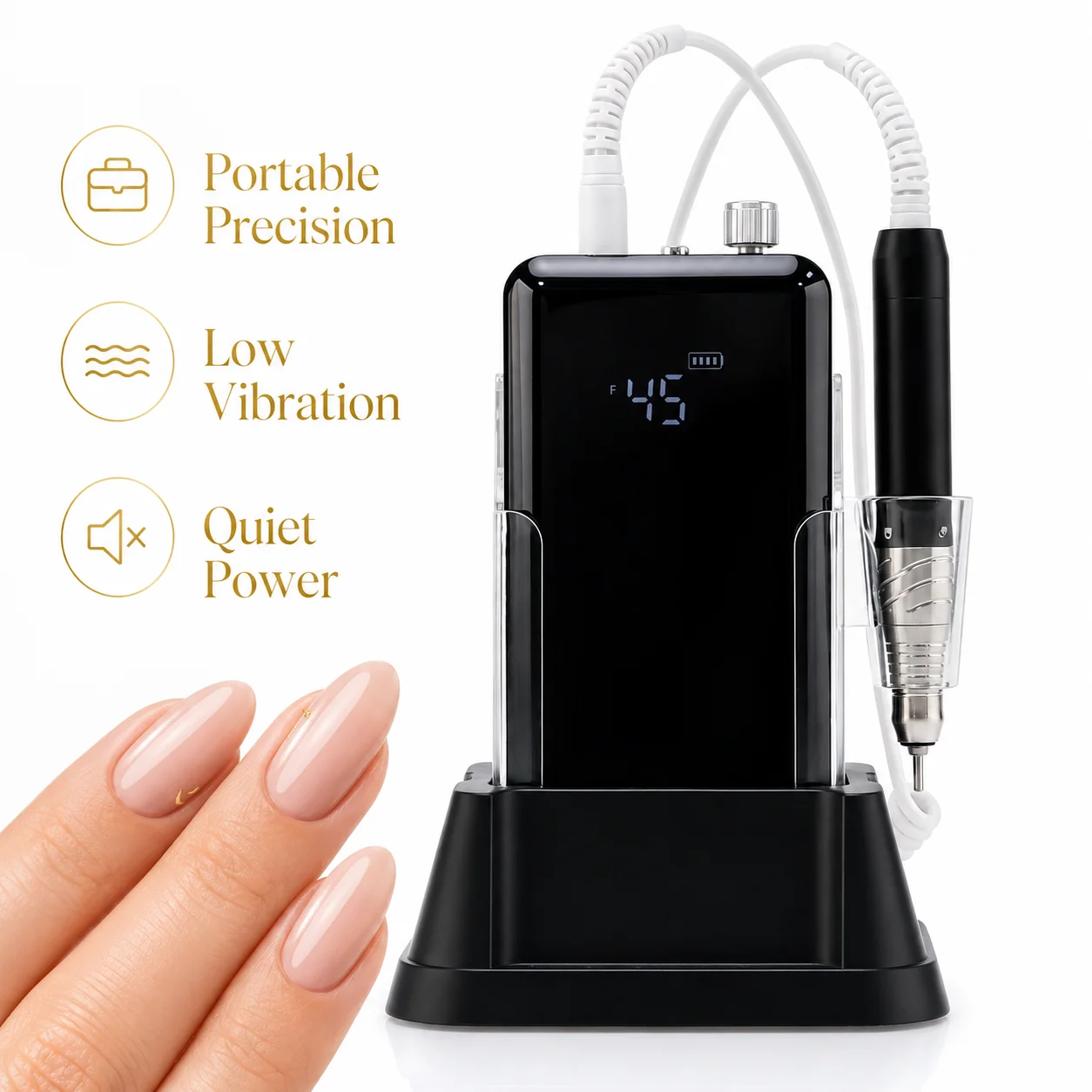 Professional Brushless Nail Drill 45000RPM 85W IMD Acetone Resistant Electric Nail File OEM Factory