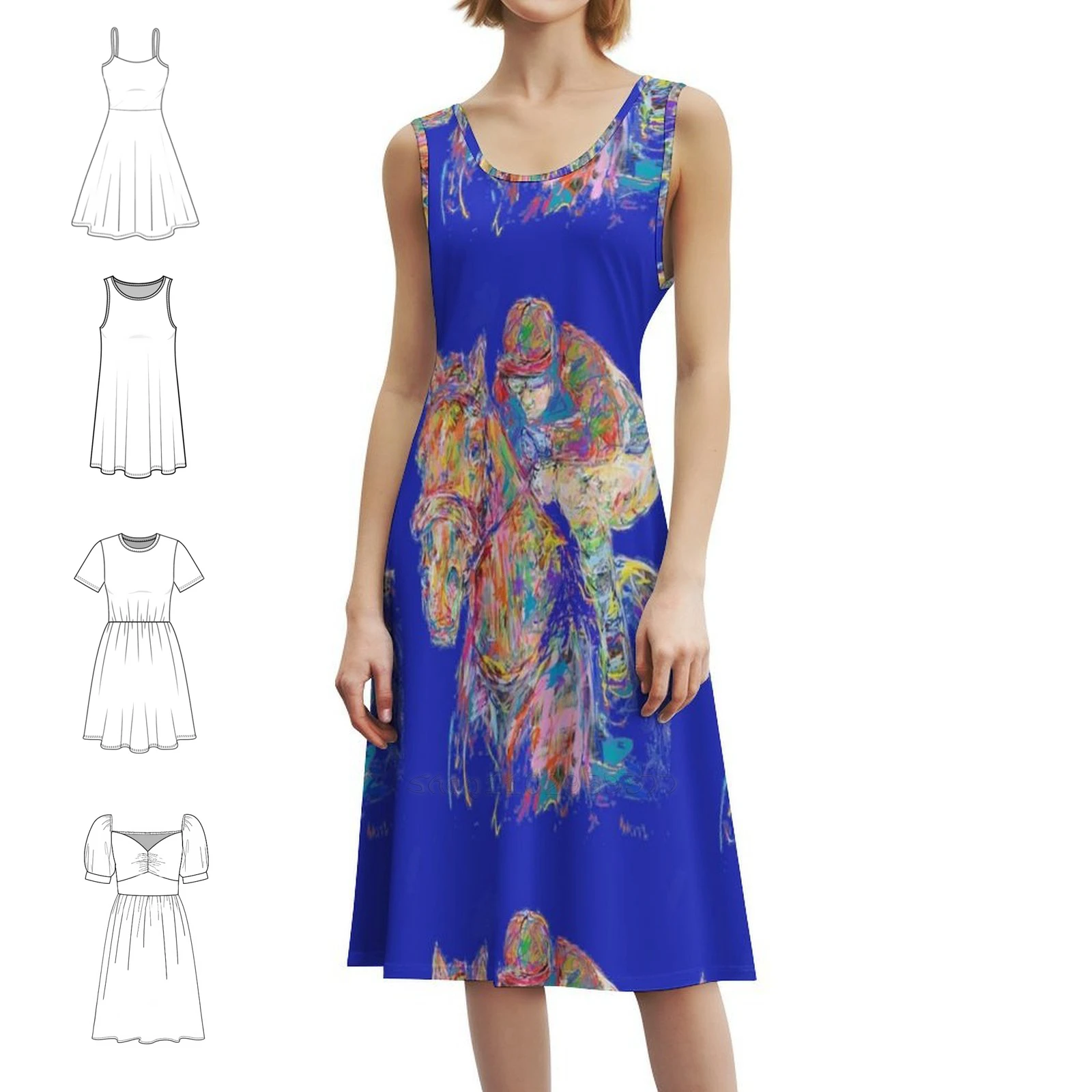 فستان أزرق رايدر بوهو أنيق أنيق لحفلات الزفاف على الشاطئ فستان ديربي جالوب أسكوت هورس سباق الخيل ملابس نسائية #1