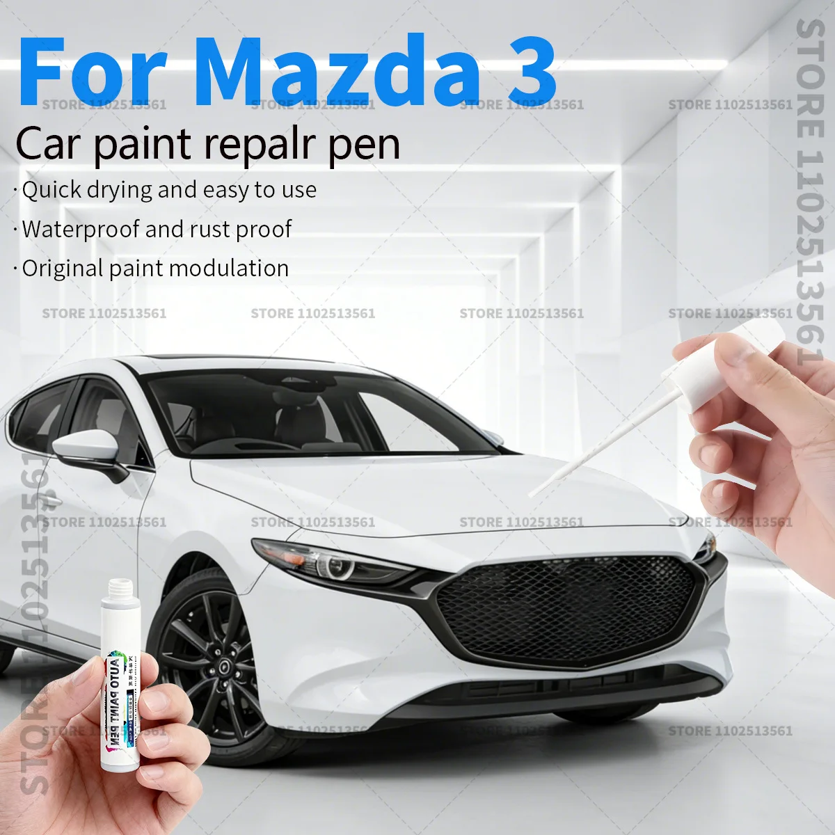 

Ручка-корректор для ремонта автомобильной краски, аксессуары для устранения царапин, черный, белый, синий, серый, коричневый, циркониевый песок, для Mazda 3 2003-2025 BK BL BM BP