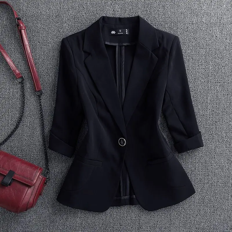 بدلة نسائية بيضاء ort Jaet 2025 أوائل الربيع بقصة ضيقة ملابس غربية صغيرة شخصية ملابس احترافية #3