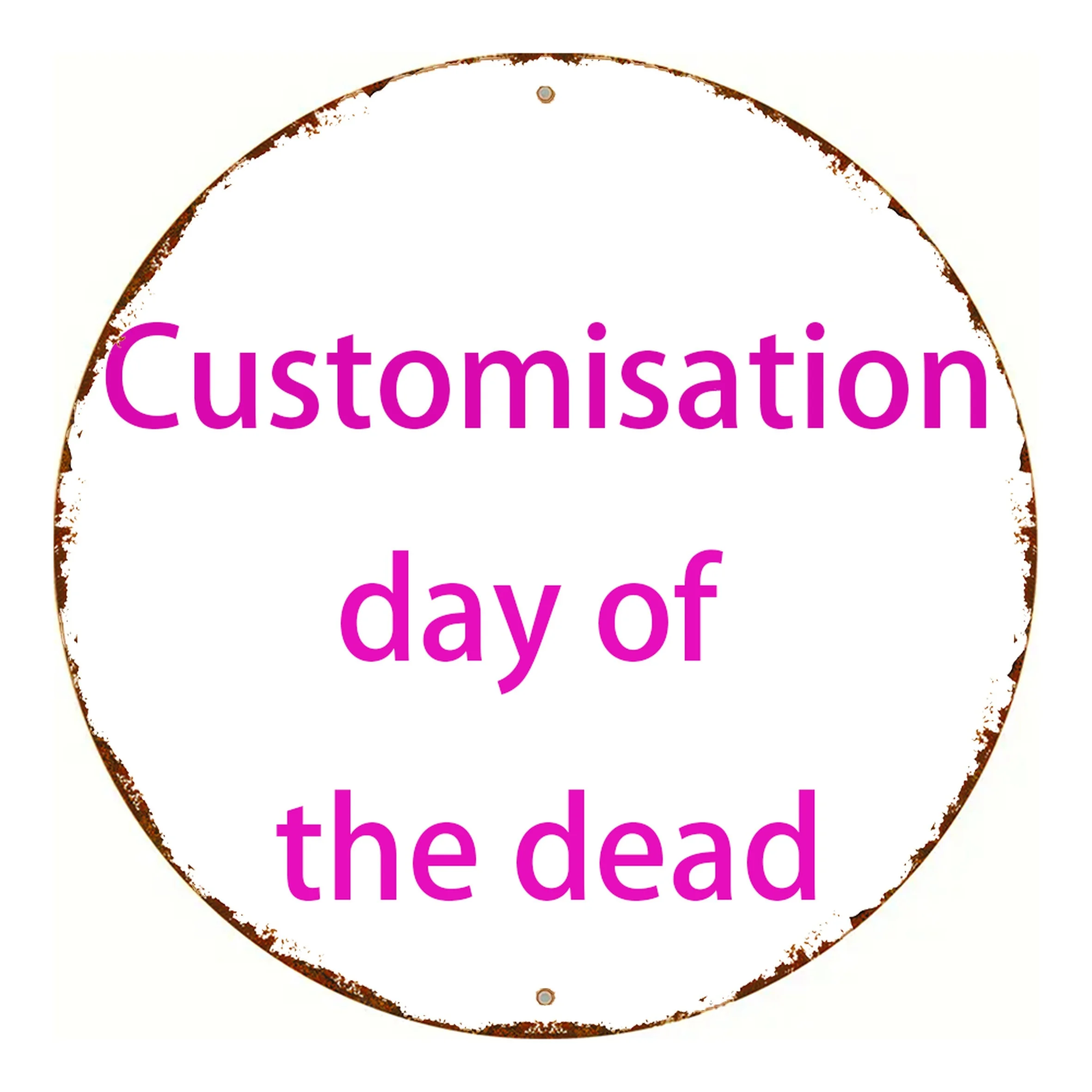Custom Round iron Metal Sign Plague, 1pc Personalized Wall Decor for Day of The Dead, Christmas, Halloween - Multipurpose Ha