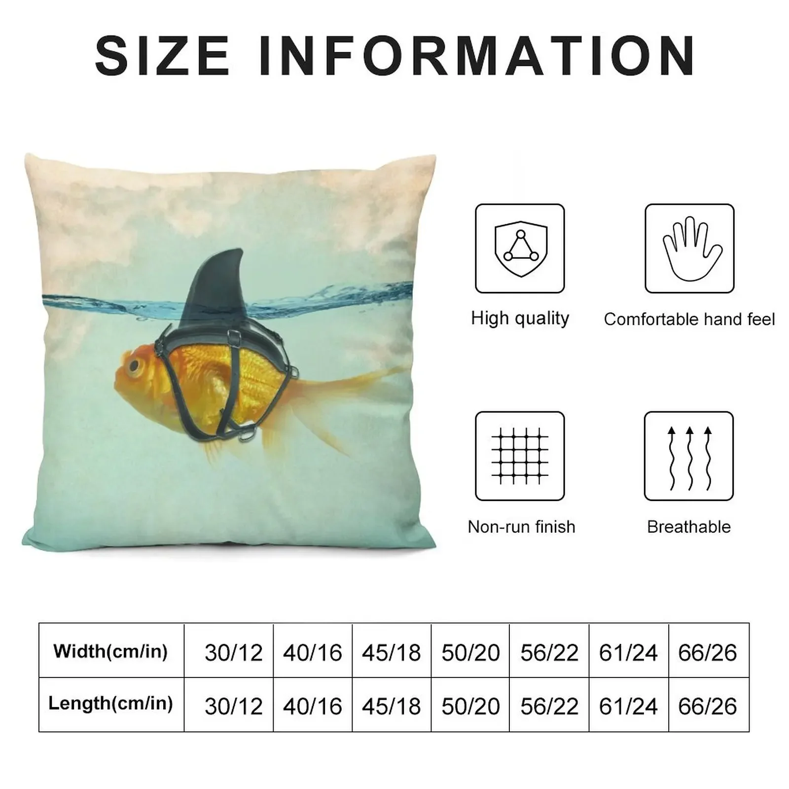 Brilliant Disguise, Goldfish with a Shark Fin Throw Pillow Custom Cushion Pillow Case Sofas Covers pillow