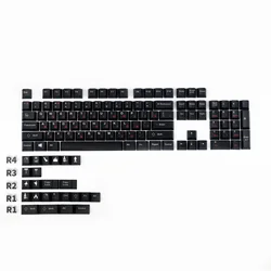 128 Keys Black Russian Keycaps PBT DYE-Sublimation Key Cap Cherry Profile For MX Switch Mechanical Keyboards