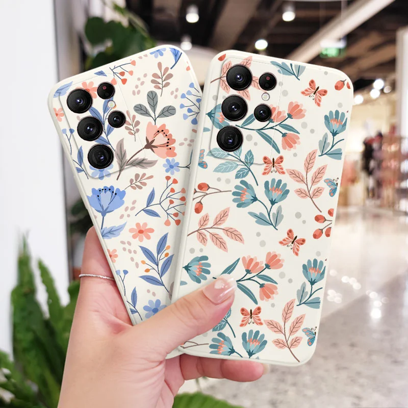 Romantic Garden Phone Case For Samsung Galaxy S24 S23 S22 S21 S20 Ultra Plus FE S10 S9 S10E Note 20 ultra 10 9 Plus Cover