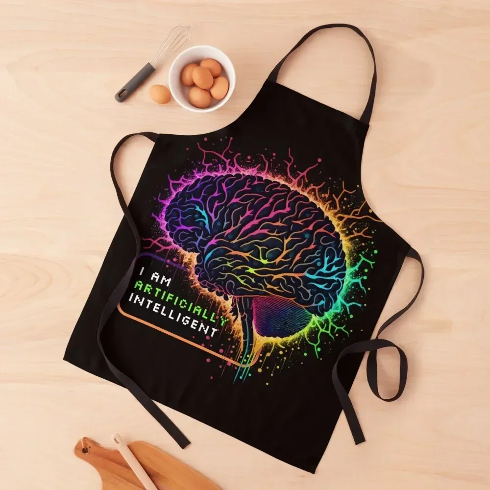 

AI - I am ARTIFICIALLY INTELLIGENT Apron kitchen clothes for men Customizable Apron