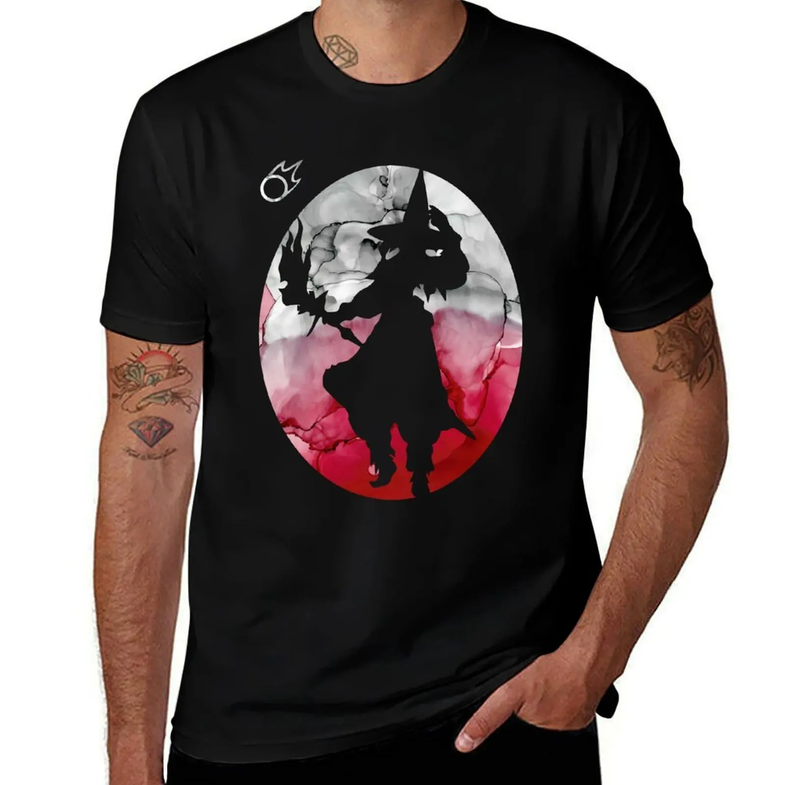 

Silhouette Mage Black FFXIV T-Shirt Summer Fashion Casual Tee Shirt