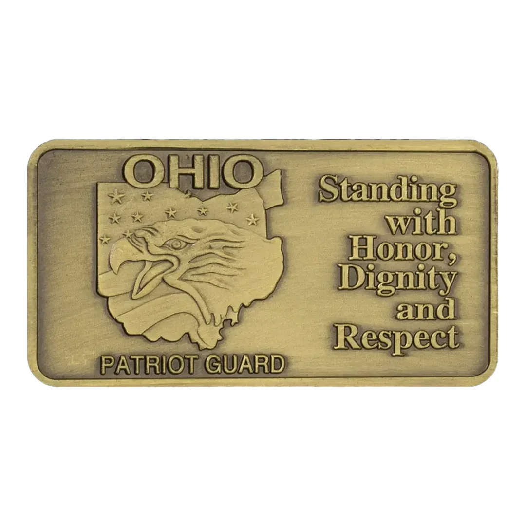 Gold Plated US Ohio Souvenir Coin Patriot Guard Standing with Honor Dignity and Respect Bar Commemorative Coins
