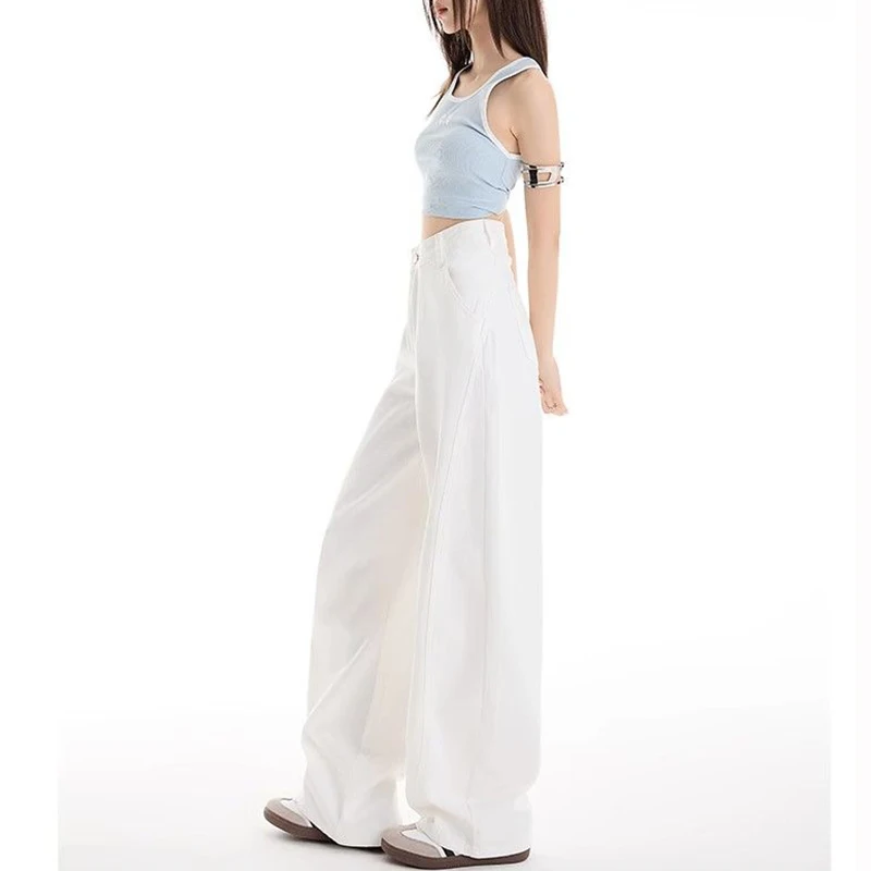 Klassische Koreanische Frauen Dünne Gerade Bein Jeans Mädchen Mode Hohe Taille Denim Hosen Heißer Verkauf Dame Casual Feste Hosen