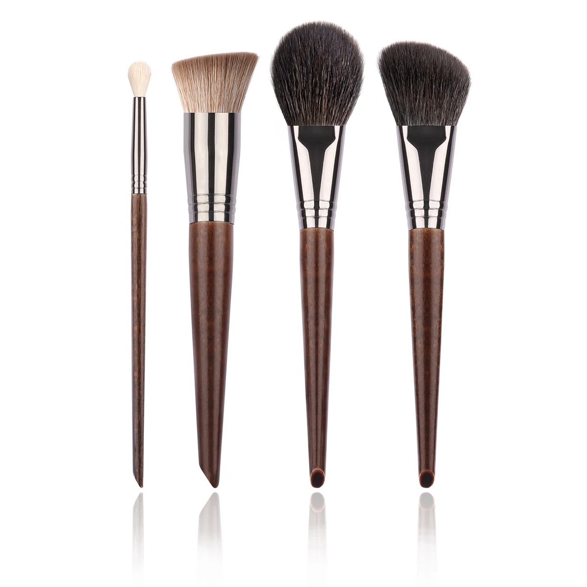 Bethy Beauty 4 PCS Goat Horse Hair Synthetic Fibers Face Powder Contour Blend Basic Eye Kit Cosmet Makeup Brush Set