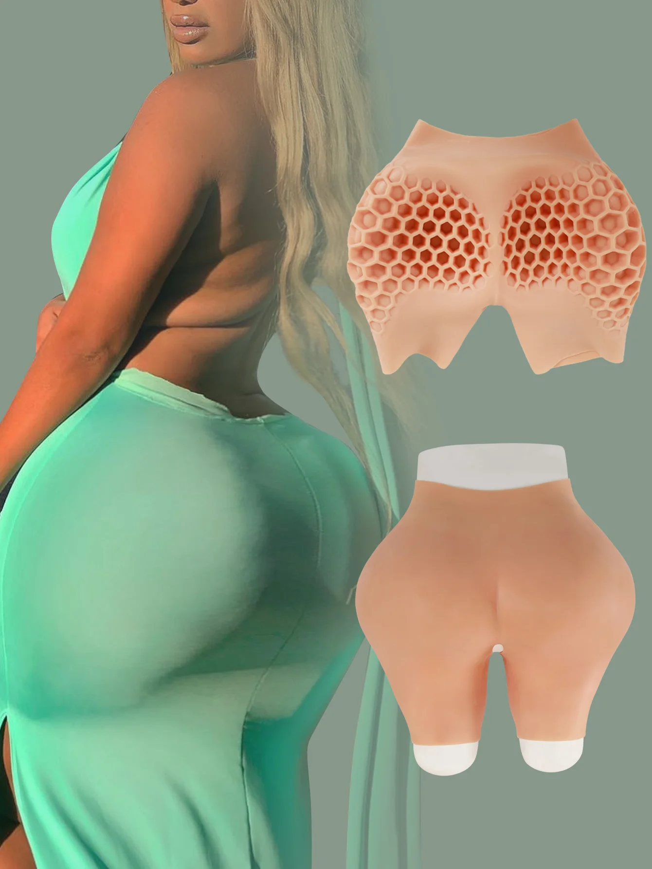 Silicone hip enhancement and hip widening pants, buttocks lifting and shaping pants built-in honeycomb process for breathability
