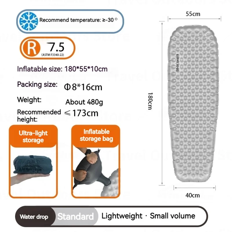 Windhike R4.2/7.5 Aufblasbare Matratze Aufblasbare Schlafmatte Ultraleichte Campingmatte Outdoor Wandern Wasserdichte Reisematte 6