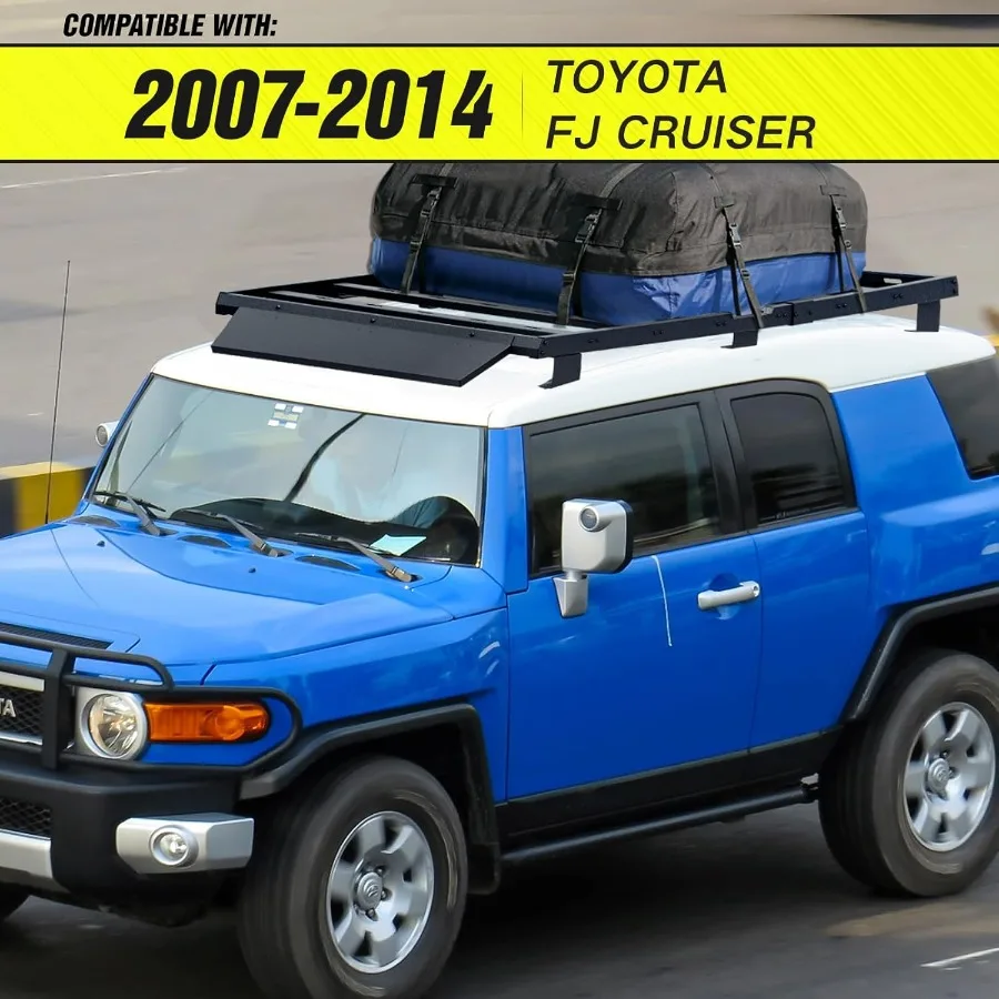 سلة شحن فولاذية شديدة التحمل لرف السقف العلوي للطراد متوافق مع 20072014 FJ Cruiser متينة لتخزين الأمتعة على السطح #2