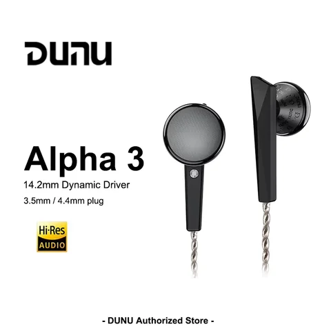 DUNU ALPHA 3 14.2mm Dynamic Driver Flat Headset Open Earbuds wired Earphone Aluminum Alloy
