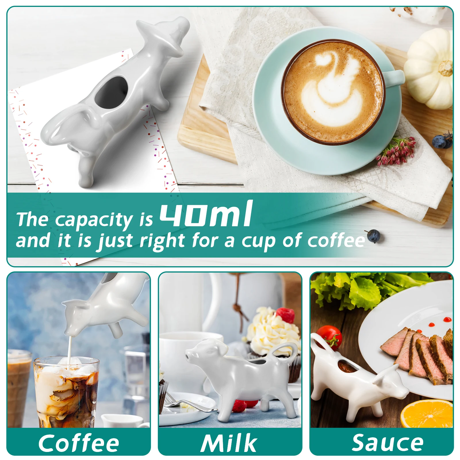 

Frothing Cup Style Ceramic Creamer Jug Milk Pitcher for Coffee Tea Syrup Porcelain Server Perfect for Picnic and Home Use