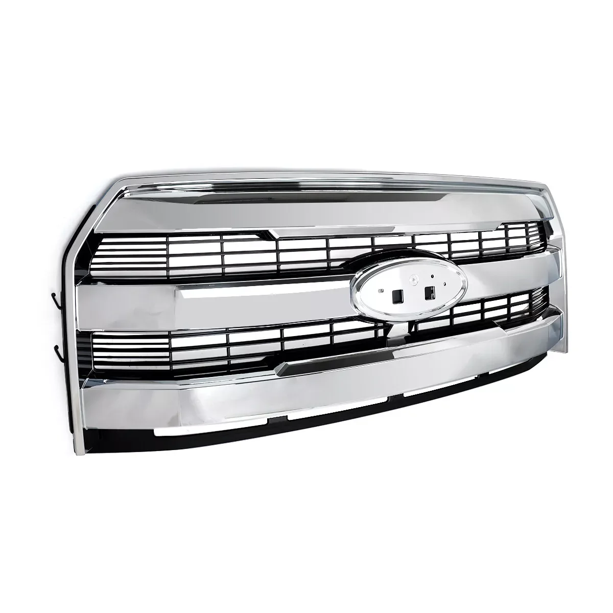 Magickit Front Bumper Upper Racing Grille Modified For 2015 2016 2017 Ford F150 F-150 Front Hood Grilles with Camera Hole Chrome