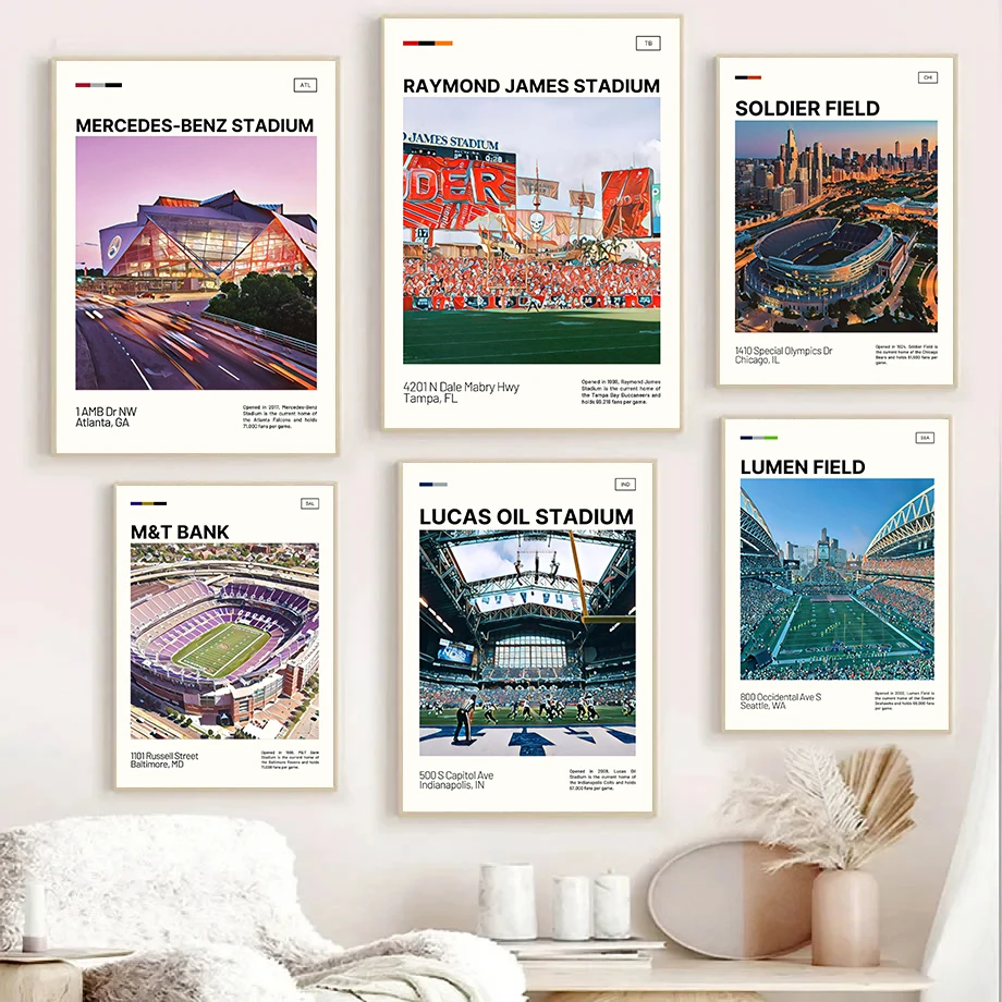 World Famous Stadium Sports Series Nordic Artwork Poster Canvas Paintings Wall Art Pictures Home Decor