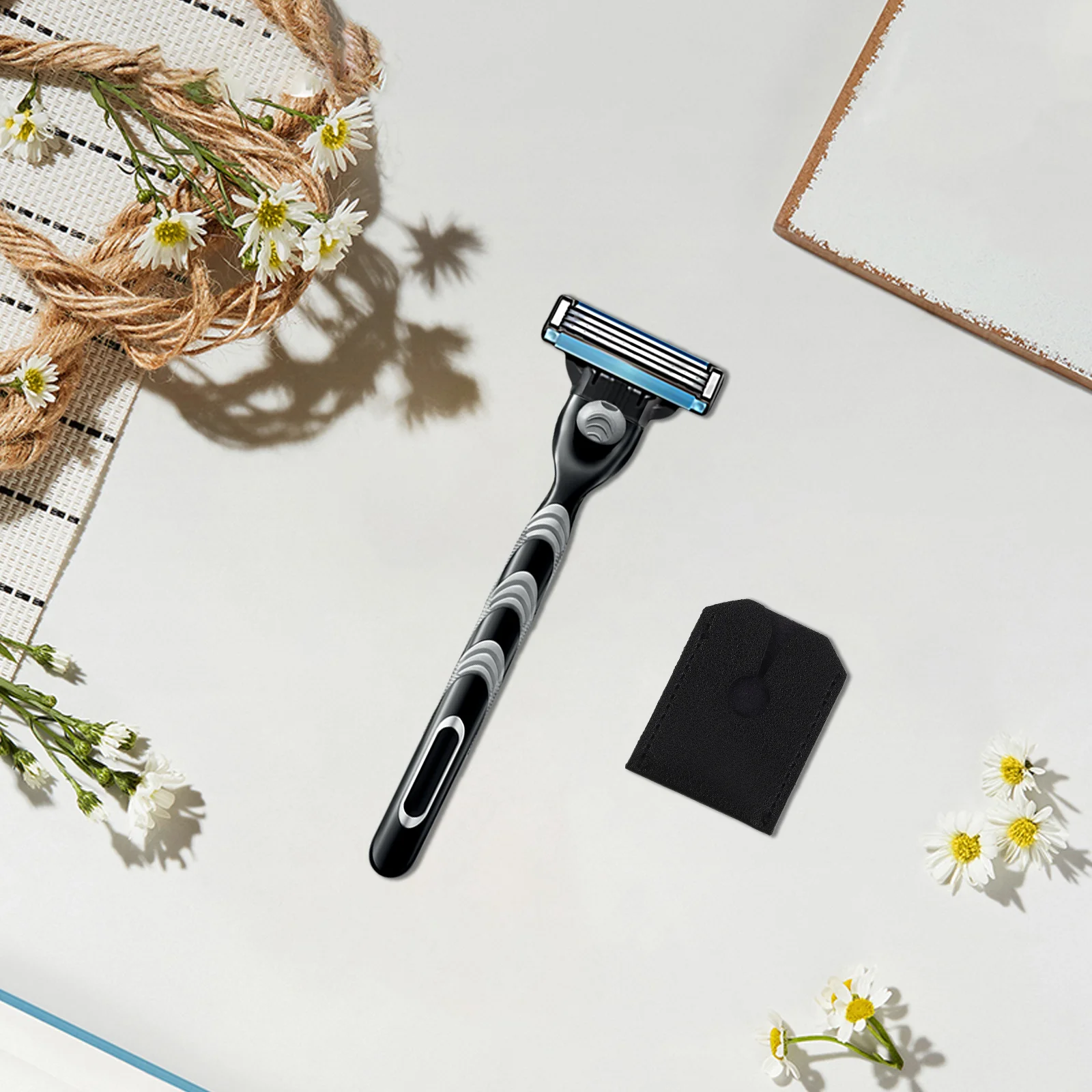 남성용 면도기 세트 스테인리스 스틸 핸들 휴대용 그루밍 키트 민감한 피부용 습식 건식 사용 최고의 선물 아이디어