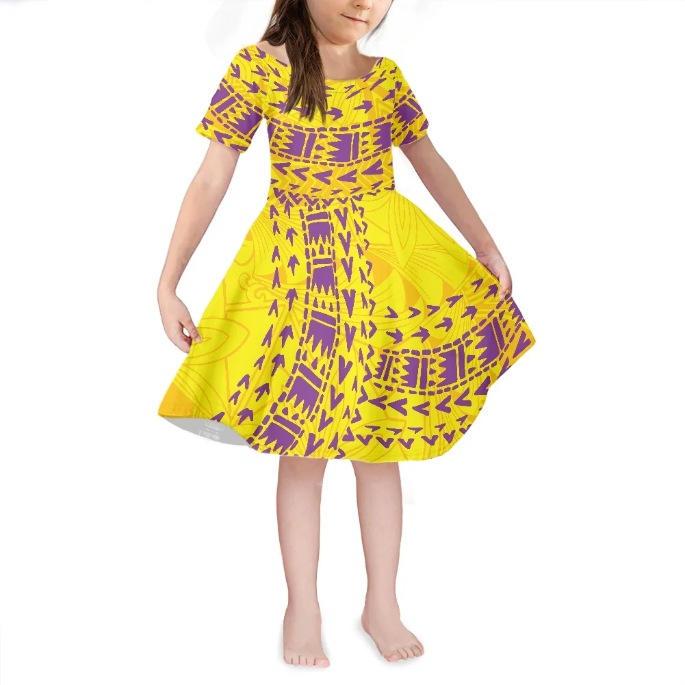 POD 4-14 Jahre Mädchen Casual Kleid Samoa Polynesian Vintage Stil Kinder Sommer Prinzessin Kleid Kinder Party Ball Pageant kleid