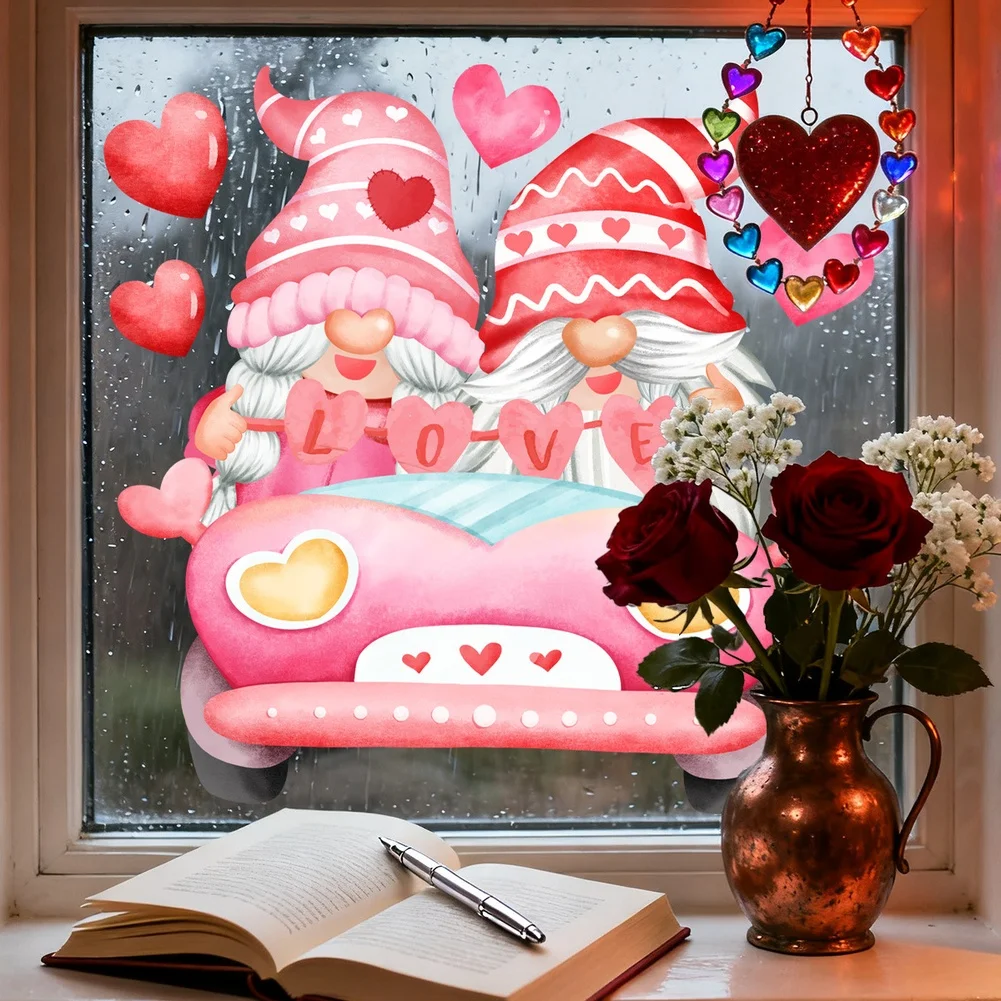 Vibrant Heart Window Sticker Double Sided PVC Decal Static Cling for Window Mirror Glass Door For Home Bedroom Living Room Use view 4