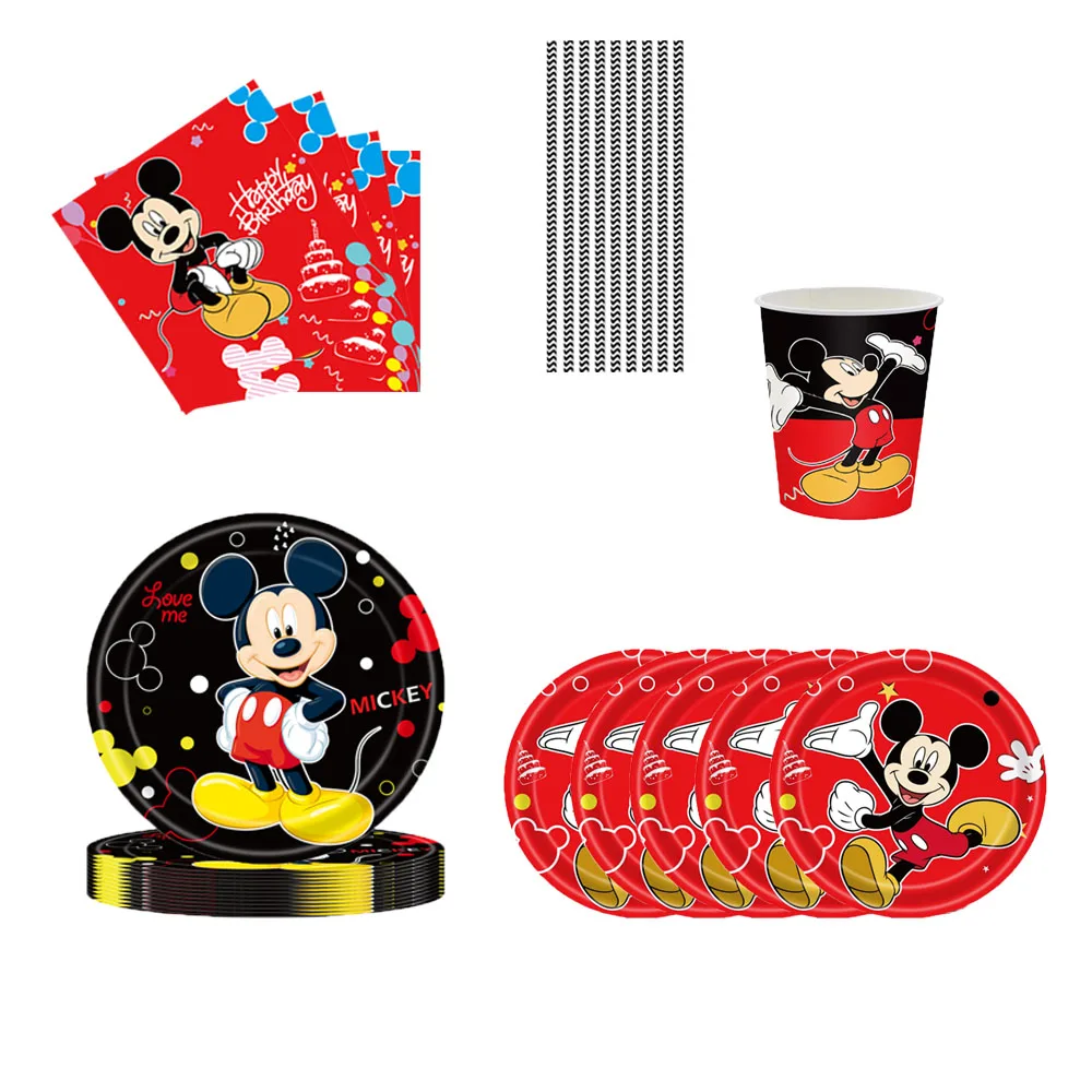 New Mickey Mouse Party Supplies Children's Party Decoration Mickey Mouse Party Decoration Disposable Tableware Set Balloon Suppl