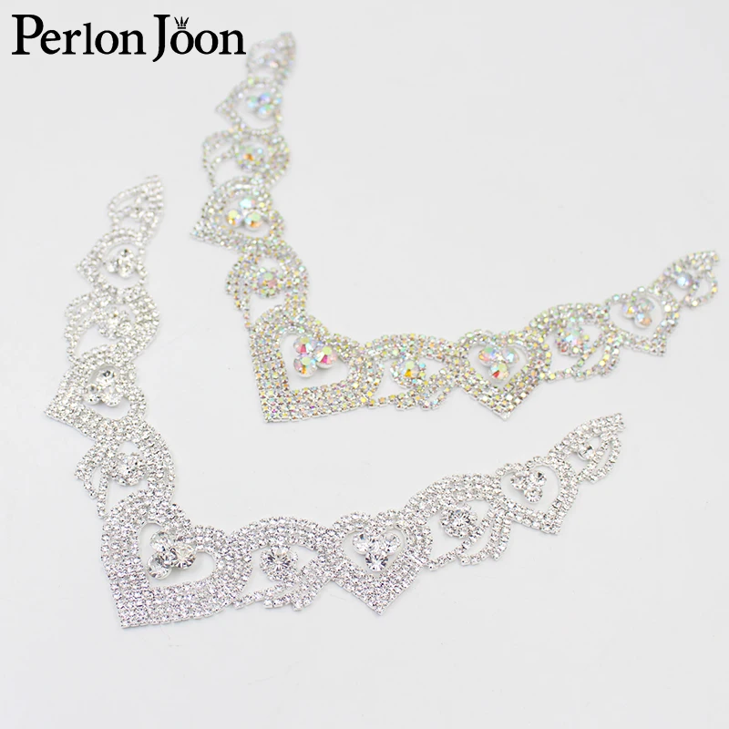 Rhinestone Crystal Patch For Wedding Dress AB Color Welding DIY applique necklace Necklin Hand Sewing Clothing Accessories YL004