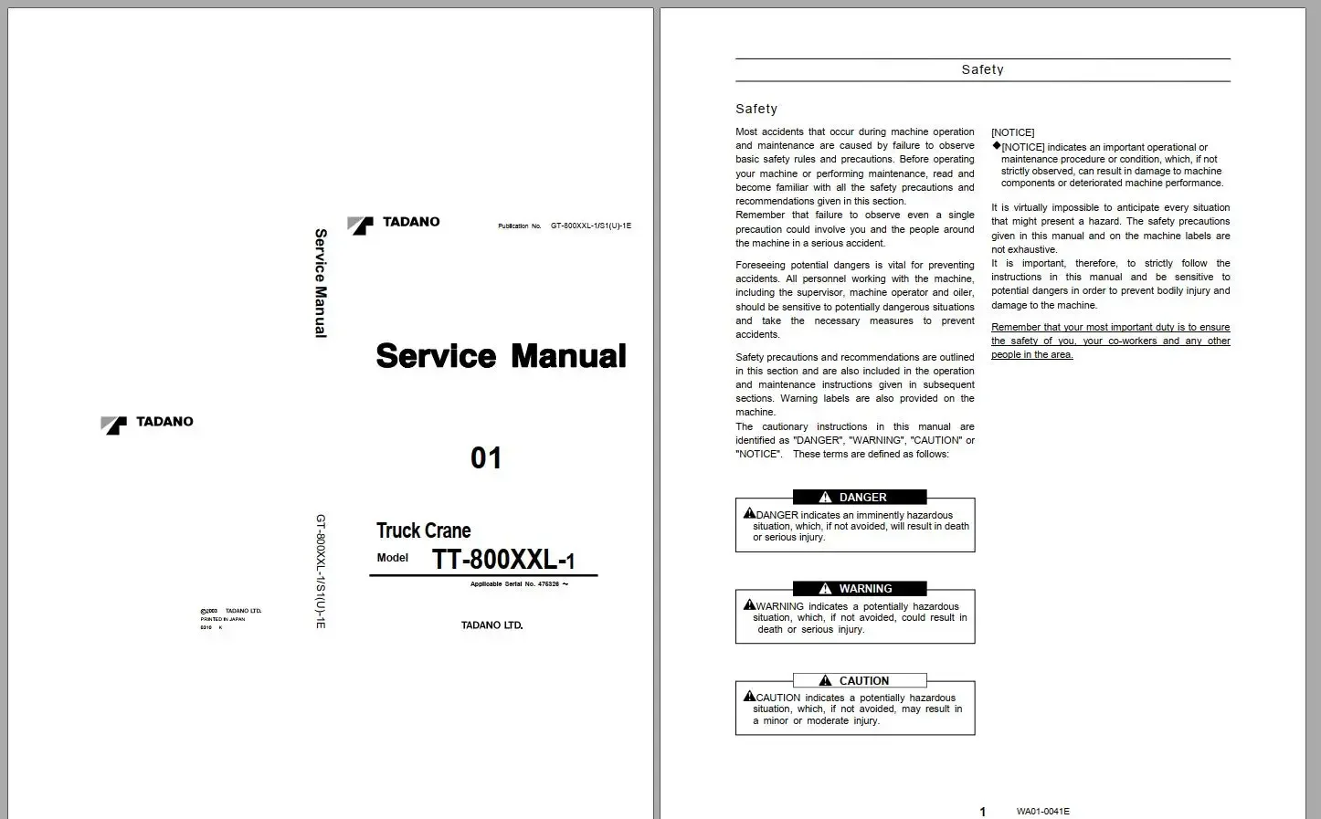 Tadano Crane TR Series Model 3.54 GB PDF Service Manual Circuit Diagram, Operator & Maintenance Manual DVD