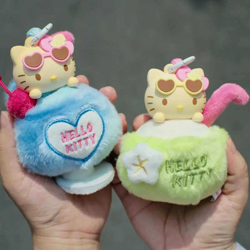 

Милый Hello Kitty, летняя черная кожаная серия, слепая коробка, подвеска для ароматерапии, солнечный свет, изменение цвета, кукла, сумка, подвеска, креативные подарки