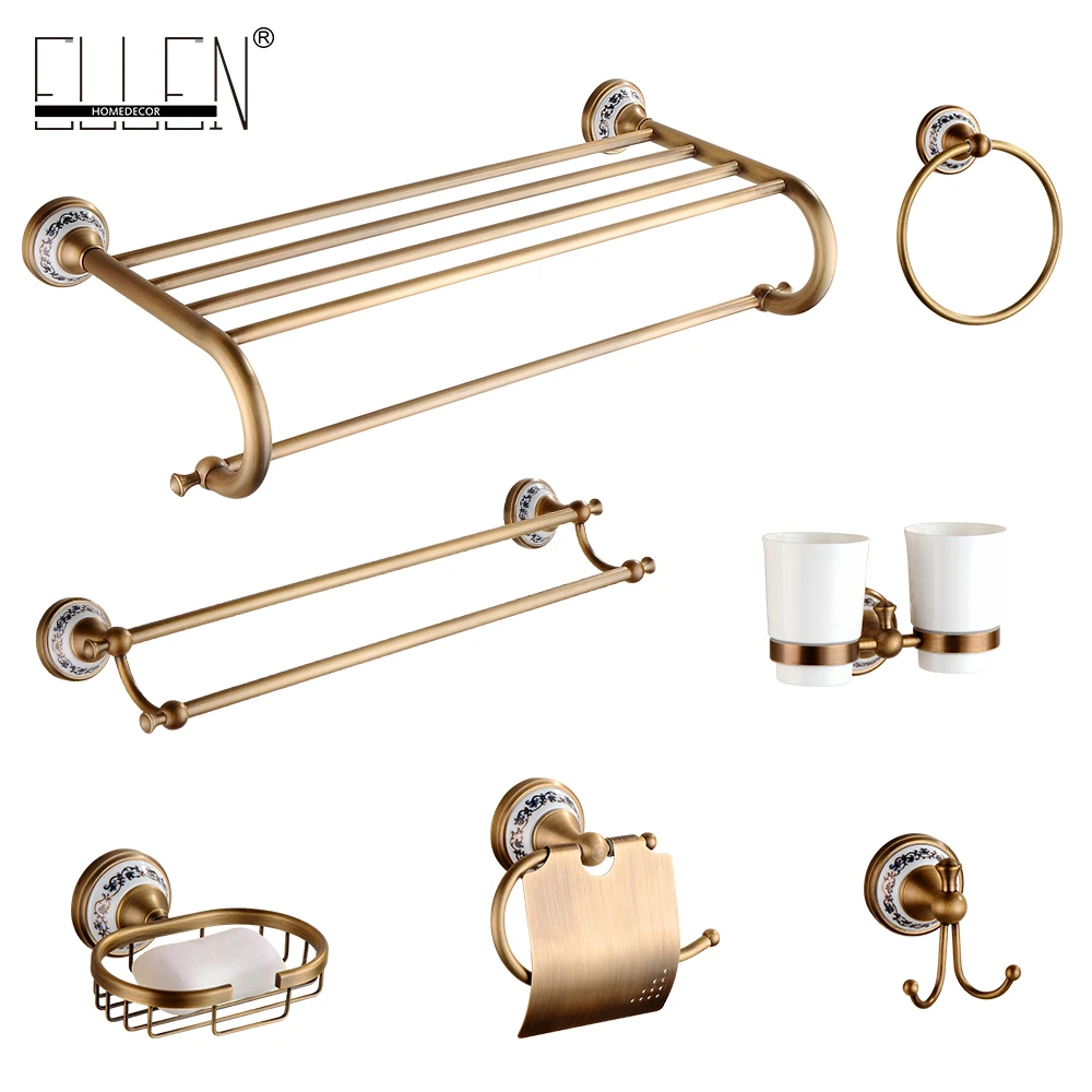 Vidric Antique Bronze Bathroom Accessories Sets Towel Shelf Towel Holder Toilet Paper Holder Rove Hook Ceramic Bathroom Products