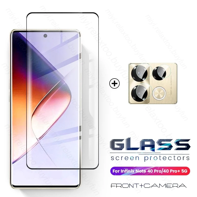 For Infinix Note 40 Pro 5G Glass 2To1 19D Curved Tempered Glass On Infinix Note40 Not 40 Pro+ Camera Lens Screen Protector Film