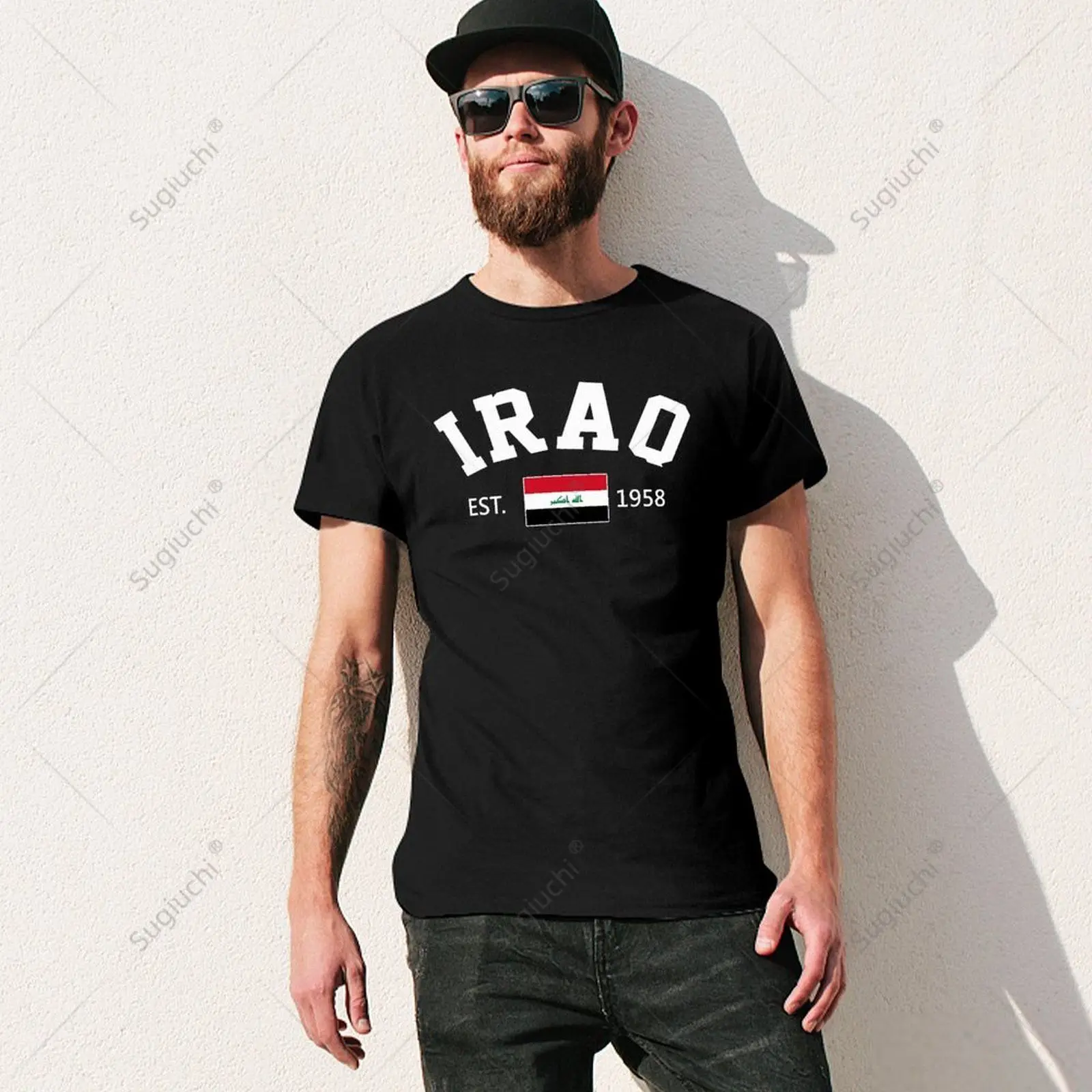 Unisex Men Iraq EST.1958 Independence Day Tshirt Tees T Shirts Women Boys 100% Cotton T-Shirt