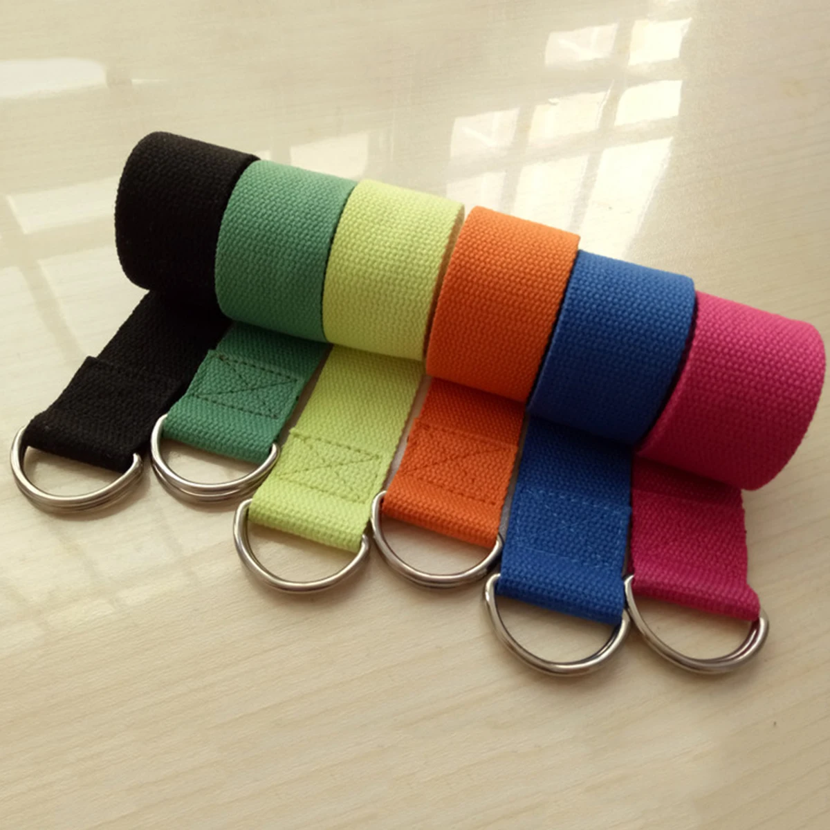 

Yoga Exercise Strap Green Heavy Duty Cotton Stretching Band for Flexibility Strength Pilates Physical Therapy Daily Workout