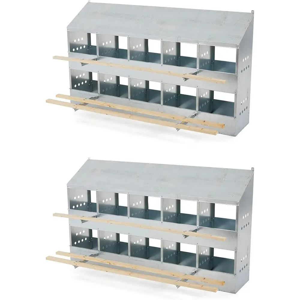 

Серебряные коробки для гнездования курицы из оцинкованной стали, 2 упаковки, 10 отверстий, вместимость 50 птиц, навесные жердочки