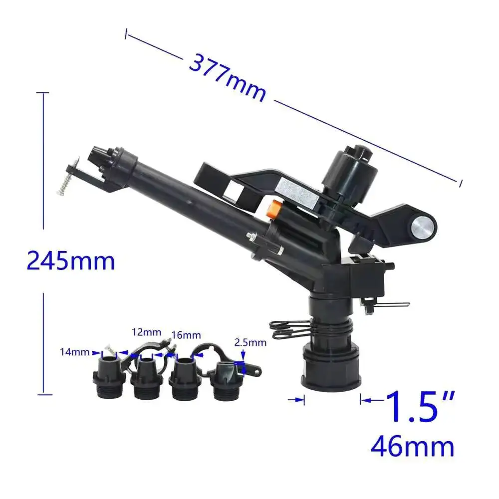 Garden Irrigation 1.5/2 Inch Female Thread Sprinkler Head Long Spray Distance Farm Big Covering Range Watering Gun Rocker Nozzle