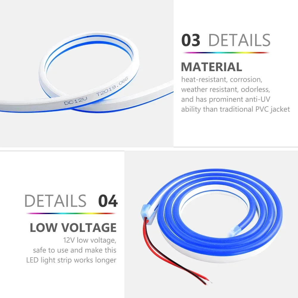 Neon Lights 1-5M Neon LED Strip Flexible LED Car Lamp Sewing Tube 12V Edge Strip Waterproof Rope Tube Silicone DC 12V Line Light