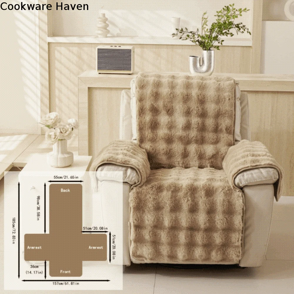 Integrated Plush Single Recliner Sofa Cover Wear-resistant Anti-slip Particles 1 Seat Sofa Cover Soft Warm Massage Chair Pad