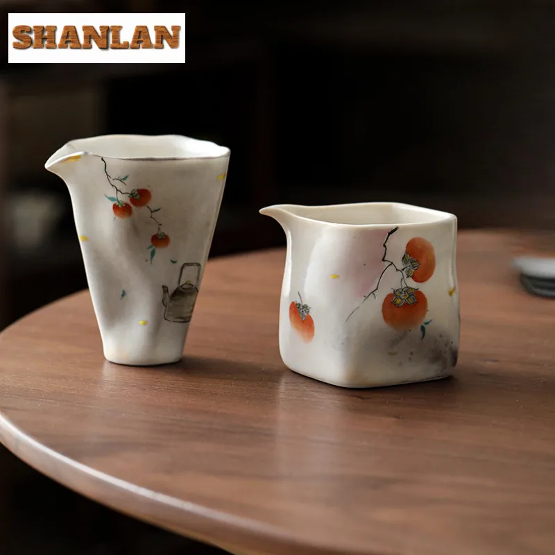 

Ручная роспись кувшин для чая с хурмой, разделитель ча-хай, диспенсер для ча-хай, чашка для правосудия, чайная кружка Улун, чайная церемония, принадлежности для рукоделия