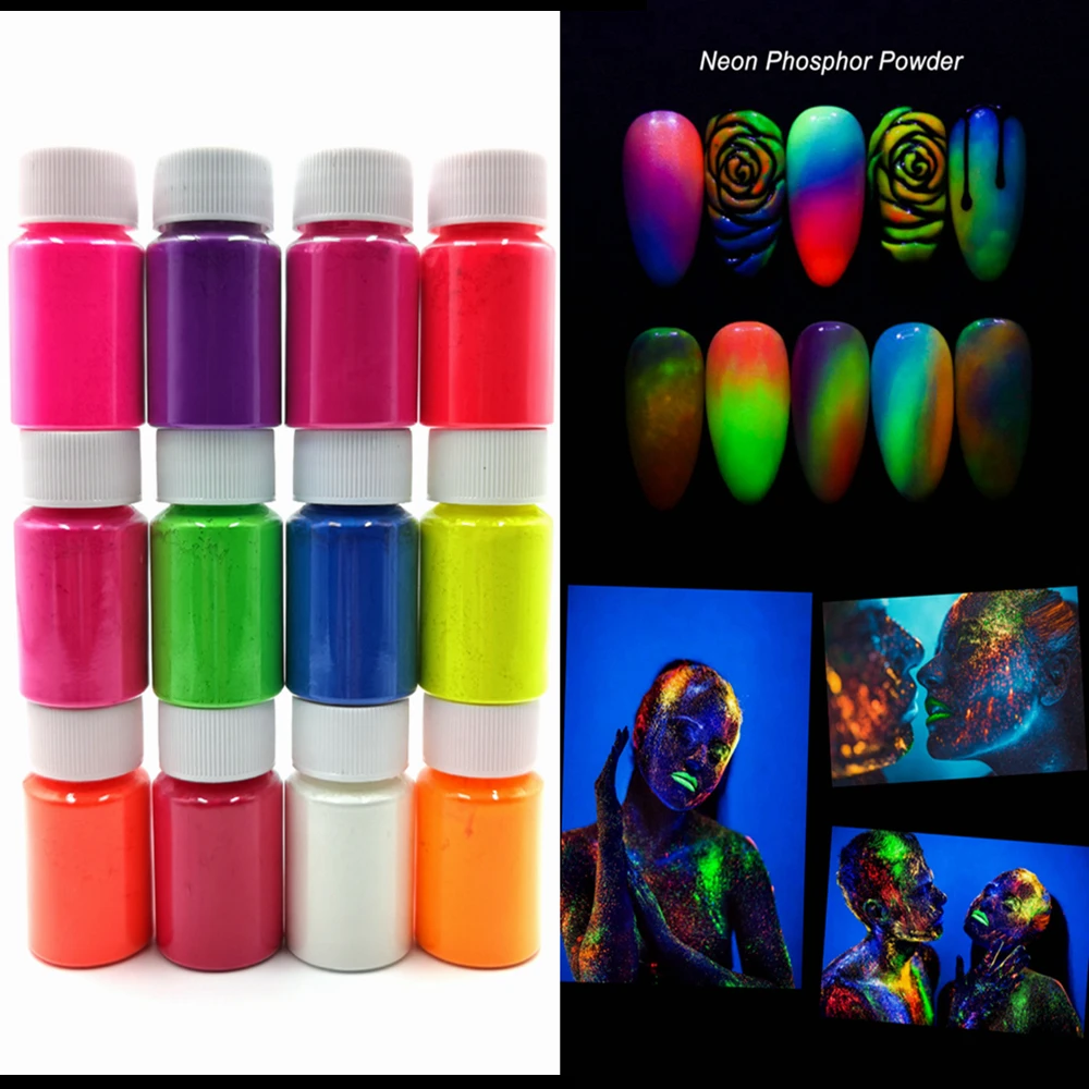 Neon Nail Powder Eyeshadow Dust Fluorenscence Ombre Nail Glitter Gradient Iridescent Glitter Acrylic Powder Nail Art Decoration