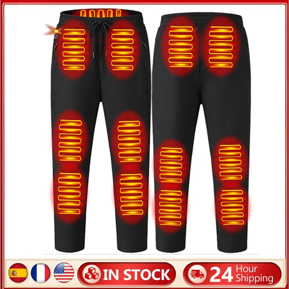 

Брюки с подогревом для мужчин и женщин с эластичной резинкой на талии, термобрюки USB 5 В, 12 зон нагрева, водонепроницаемые брюки с подогревом, 3 режима температуры