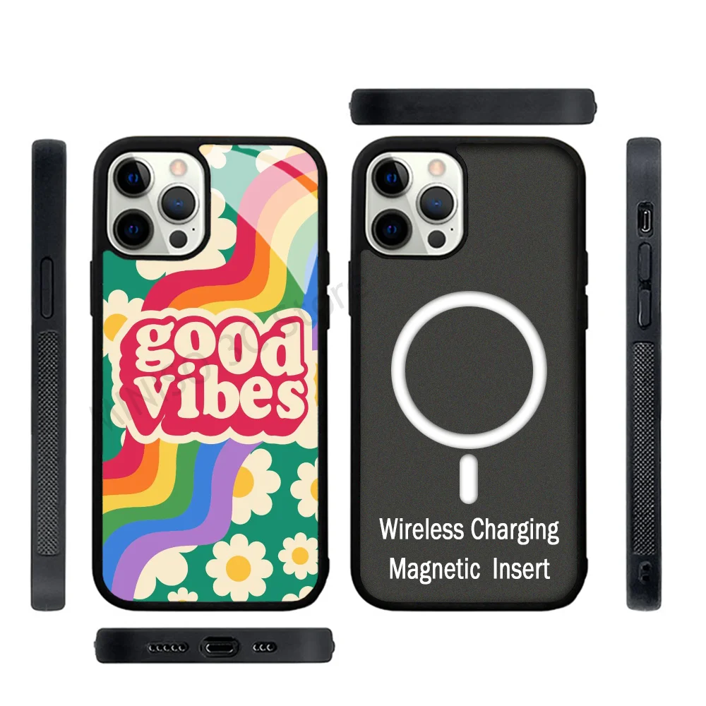 Good Vibes Only Phone Case Strong Magnetic For IPhone 15 14 13 Pro Max 11 12 Mini For Magsafe