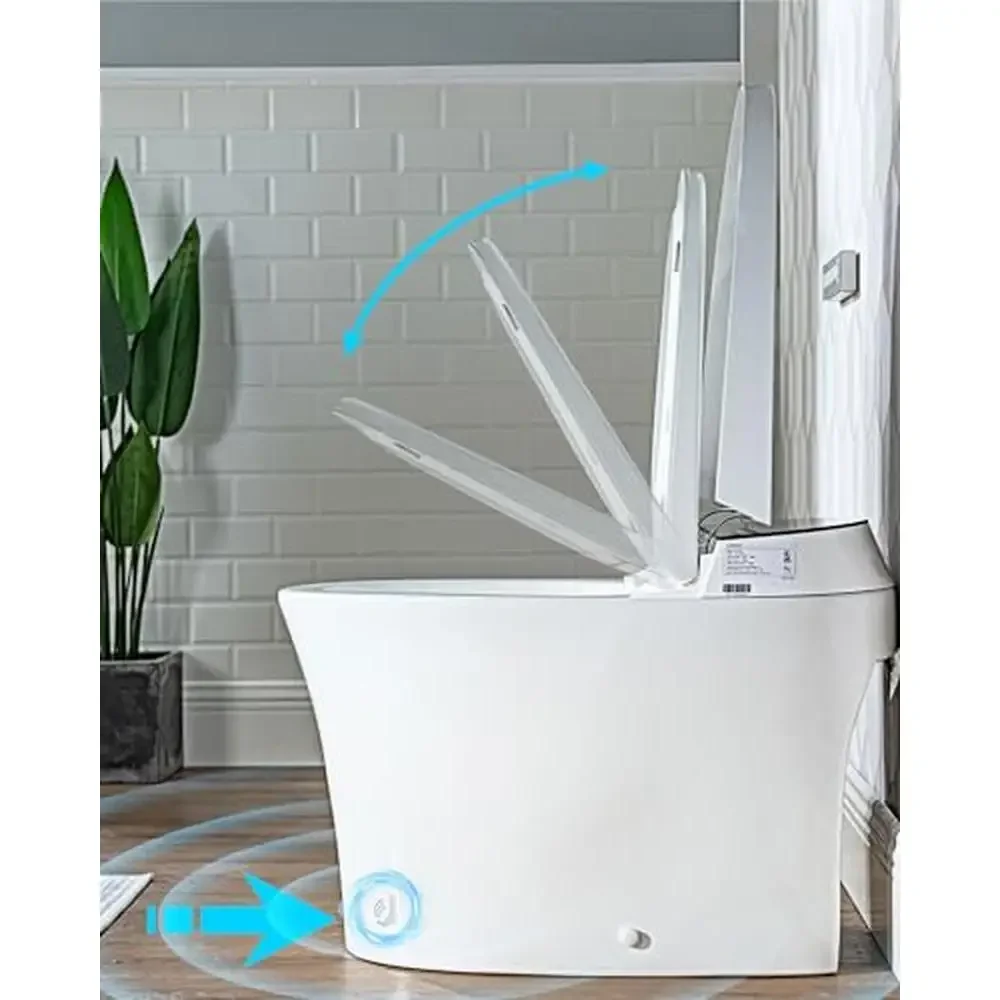 WC Bidet Combo Sensore di scarico automatico del piede Acqua calda Sedile riscaldato Display della temperatura Rilevamento radar di pulizia igienica intelligente LED