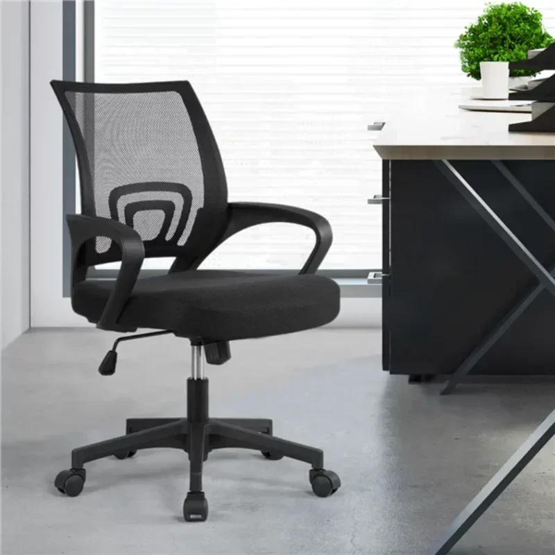 Mart Adjustable Mid Back Mesh Swivel Office Chair with Armrests, Black office furniture   chairs