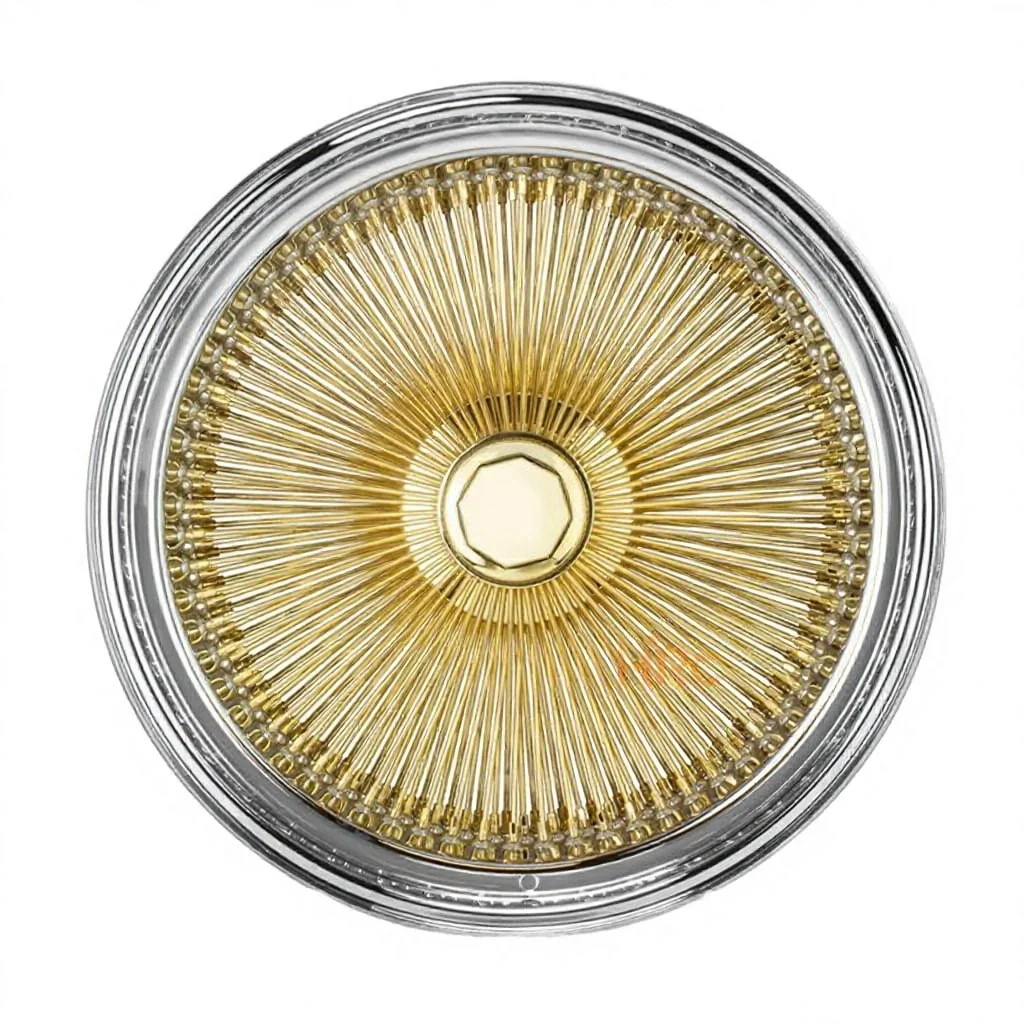 *forCustom New Large Steel Wire Wheels Gold 20/24 Inch Diameter 72/100/150/204 Spokes Reverse Cross Straight Design PCD 100mm ET