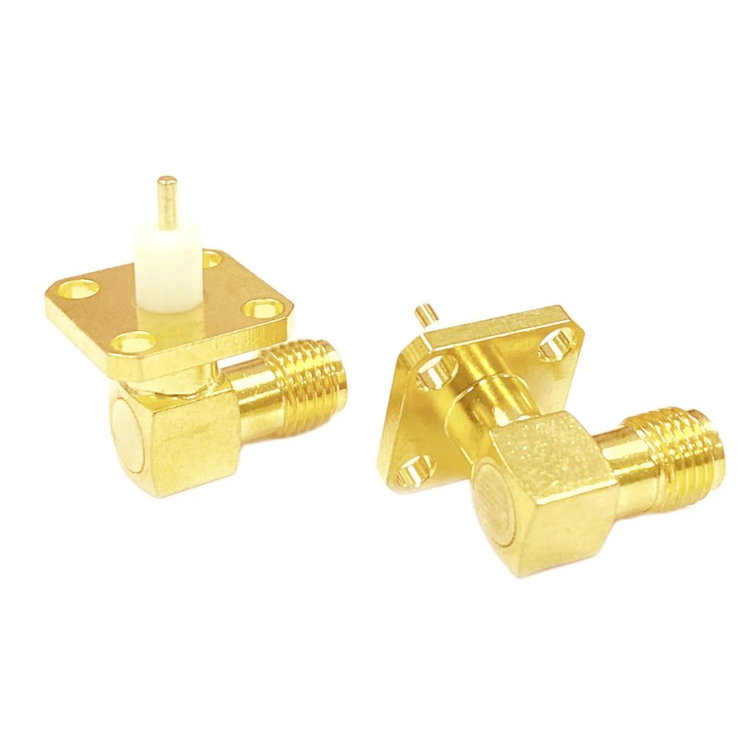 1pc SMA 4 Hole Panel Mount Connector Female Jack  Right Angle  With Dielectric And Solder Post