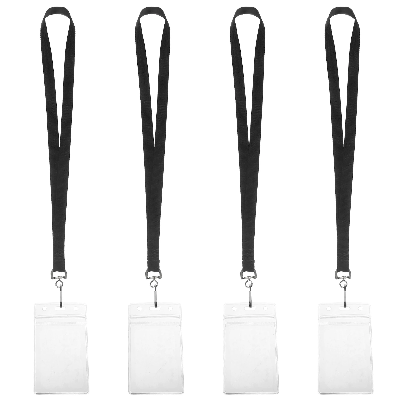

4pcs Clear Waterproof Card Protective Covers Anti-Scratch Id Badge Holders Lanyard For Cards Staff Transparent