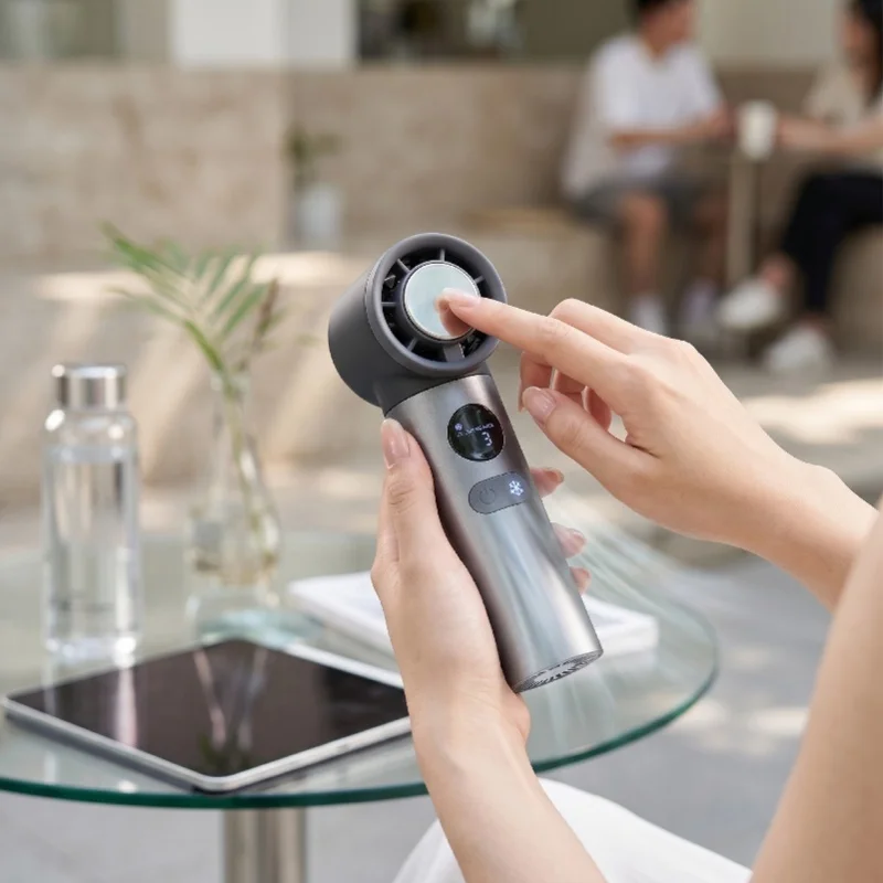 Portable Handheld Fan Ice Cooling Fan 199 Speeds Stepless Adjustable Quiet Curved Mini Handheld Fan With Lanyard For Travel Home